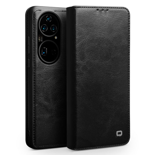 For Huawei P50 QIALINO Genuine Leather Phone Case(Black) - Huawei Cases by QIALINO | Online Shopping UK | buy2fix