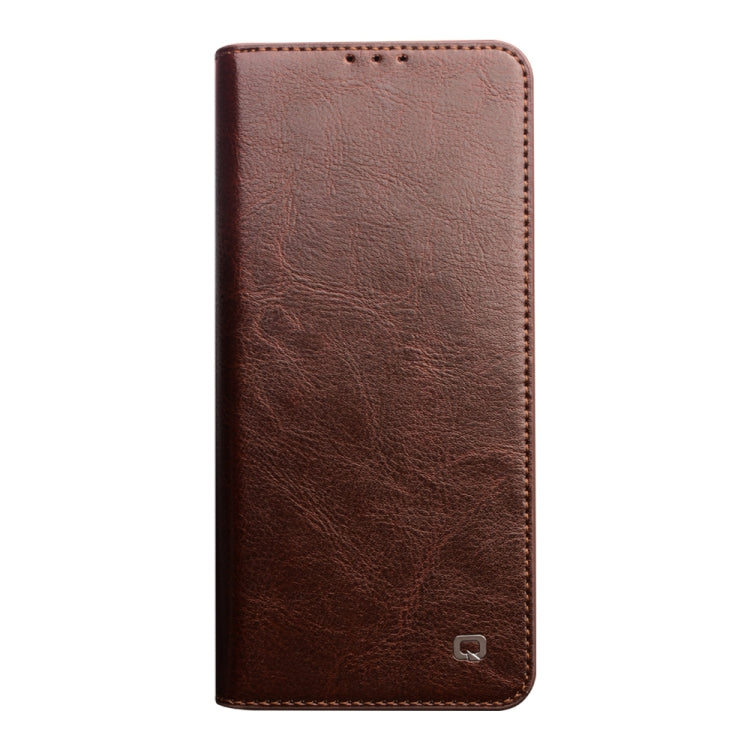 For Huawei P50 QIALINO Genuine Leather Phone Case(Brown) - Huawei Cases by QIALINO | Online Shopping UK | buy2fix