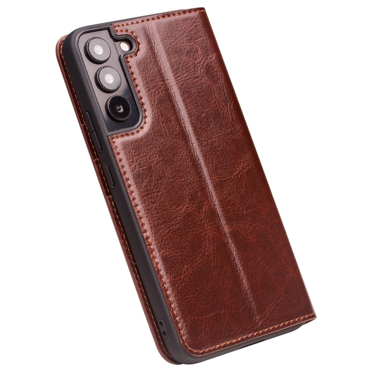 For Samsung Galaxy S22 5G QIALINO Genuine Leather Phone Case(Brown) - Galaxy S22 5G Cases by QIALINO | Online Shopping UK | buy2fix