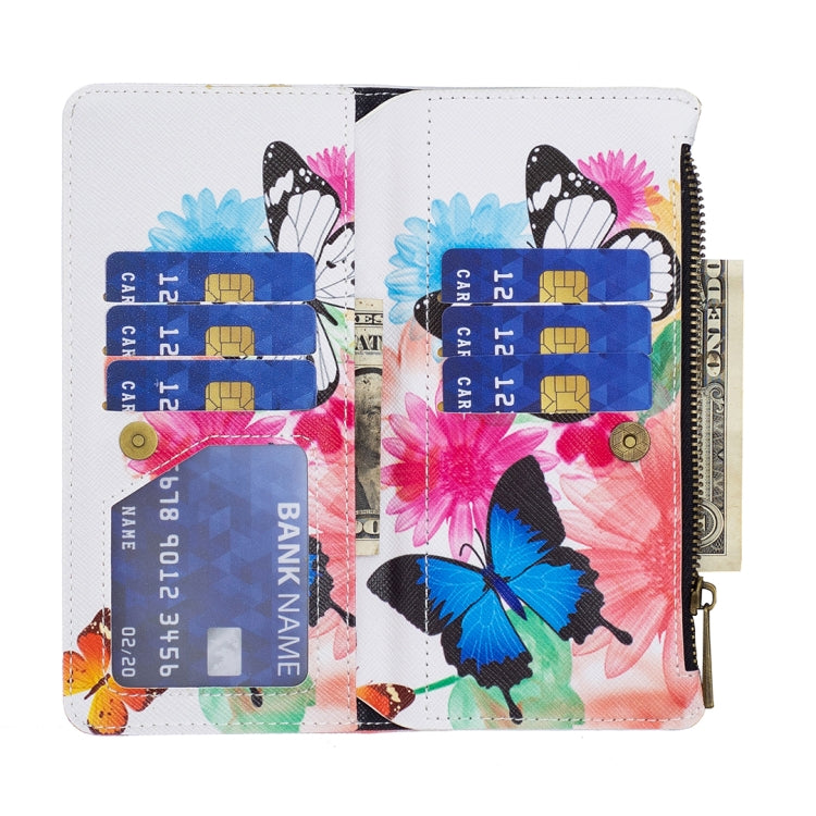 For Samsung Galaxy A14 5G Colored Drawing Pattern Zipper Leather Phone Case(Two Butterflies) - Galaxy Phone Cases by buy2fix | Online Shopping UK | buy2fix