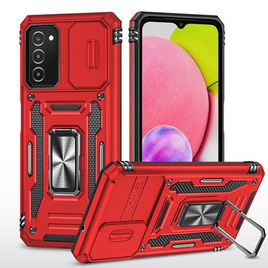 For Samsung Galaxy A03s Armor PC + TPU Camera Shield Phone Case(Red) - Galaxy Phone Cases by buy2fix | Online Shopping UK | buy2fix