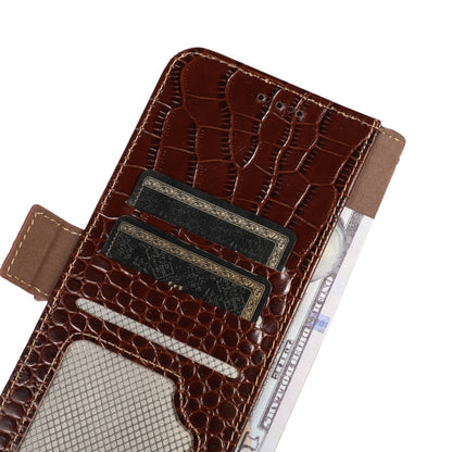 For Motorola Moto E22/E22i Crocodile Top Layer Cowhide Leather Phone Case(Brown) - Motorola Cases by buy2fix | Online Shopping UK | buy2fix