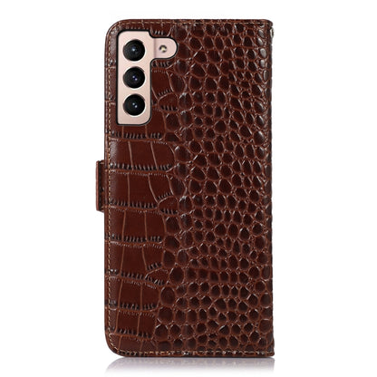 For Samsung Galaxy S23+ 5G Crocodile Top Layer Cowhide Leather Phone Case(Brown) - Galaxy S23+ 5G Cases by buy2fix | Online Shopping UK | buy2fix