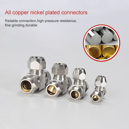 KT-PE-6 LAIZE Nickel Plated Copper T Type Tee Pneumatic Quick Fitting Copper Pipe Connector -  by LAIZE | Online Shopping UK | buy2fix