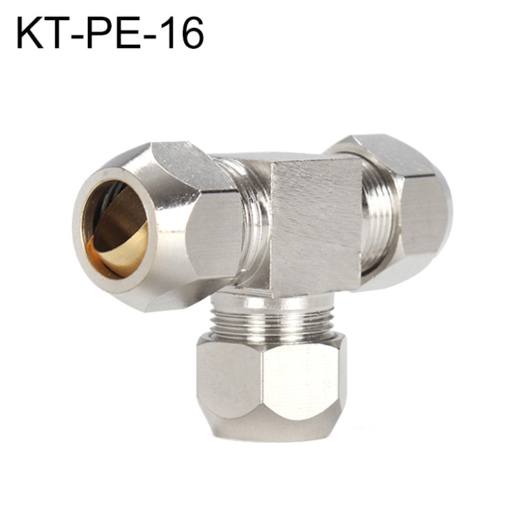KT-PE-16 LAIZE Nickel Plated Copper T Type Tee Pneumatic Quick Fitting Copper Pipe Connector -  by LAIZE | Online Shopping UK | buy2fix
