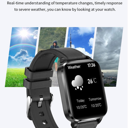 F100 1.7 inch HD Square Screen Leather Strap Smart Watch Supports Body Temperature Monitoring/Blood Oxygen Monitoring(Black) - Smart Wear by buy2fix | Online Shopping UK | buy2fix