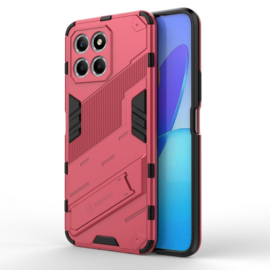 For Honor X8 5G Punk Armor PC + TPU Phone Case with Holder(Light Red) - Honor Cases by buy2fix | Online Shopping UK | buy2fix