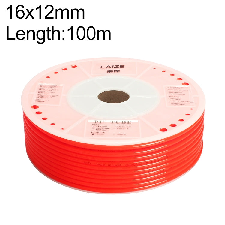 LAIZE Pneumatic Compressor Air Flexible PU Tube, Specification:16x12mm, 100m(Red) - PU Air Pipe by LAIZE | Online Shopping UK | buy2fix