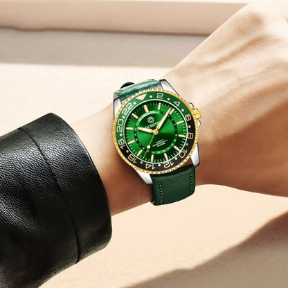 Ochstin 5019G Fashion Business Waterproof Leather Strap Quartz Watch(Green+Green) - Leather Strap Watches by OCHSTIN | Online Shopping UK | buy2fix