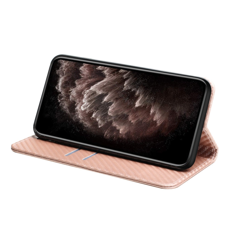 For Xiaomi 12T / 12T Pro / Redmi K50 Ultra Carbon Fiber Texture Magnetic Flip Leather Phone Case(Rose Gold) - Xiaomi Cases by buy2fix | Online Shopping UK | buy2fix