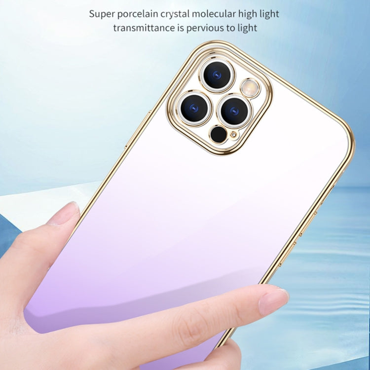 For iPhone 14 SULADA Iridescence Series Plating Transparent Gradient Phone Case(Gold) - iPhone 14 Cases by SULADA | Online Shopping UK | buy2fix