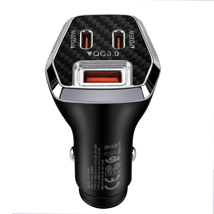 ACC-319PD 45W USB+Dual Type-C Fast Charge Car Charger(Black) - In Car by buy2fix | Online Shopping UK | buy2fix