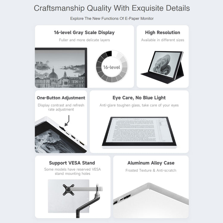 Waveshare 10.3 inch E-Paper Monitor External E-Paper Screen for MAC / Windows PC(EU Plug) - Consumer Electronics by WAVESHARE | Online Shopping UK | buy2fix