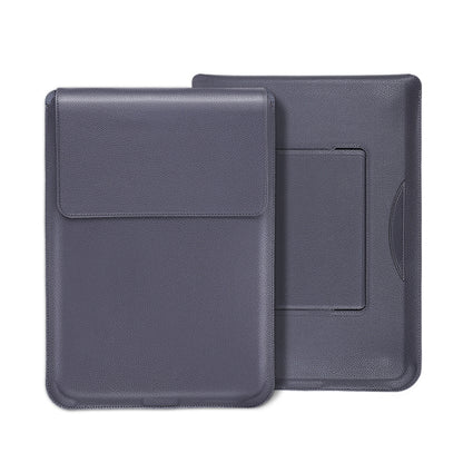 For MacBook 12 / 14 inch PU Leather 4 in 1 Laptop Bag with Functional Bracket(Space Gray) - Protective Bags by buy2fix | Online Shopping UK | buy2fix