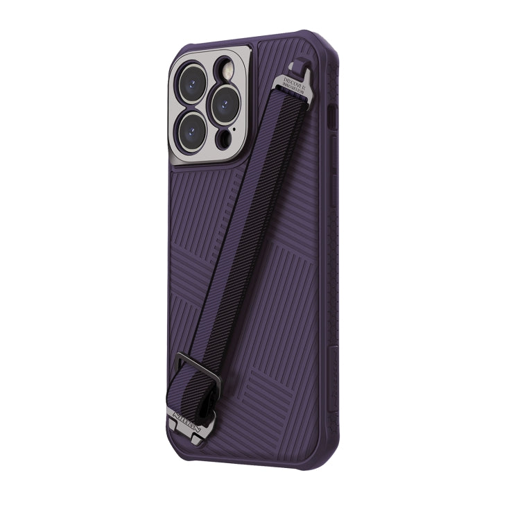 For iPhone 14 Pro Max NILLKIN Full Coverage Phone Case with Wrist Strap(Purple) - iPhone 14 Pro Max Cases by NILLKIN | Online Shopping UK | buy2fix