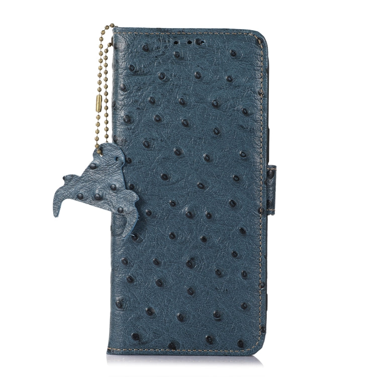 For Samsung Galaxy S22+ 5G Ostrich Pattern Genuine Leather RFID Phone Case(Blue) - Galaxy S22+ 5G Cases by buy2fix | Online Shopping UK | buy2fix