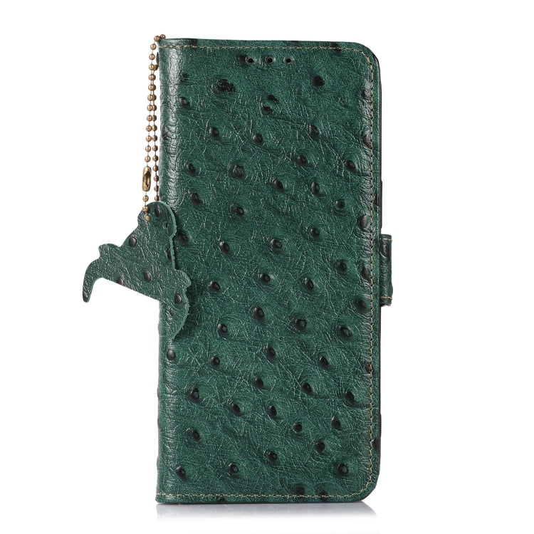 For Google Pixel 7 Pro Ostrich Pattern Genuine Leather RFID Phone Case(Green) - Google Cases by buy2fix | Online Shopping UK | buy2fix