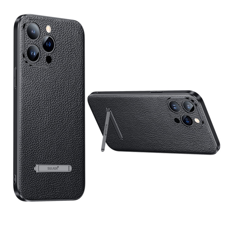 For iPhone 14 Pro Max SULADA Famous Artisan Series Litchi Leather PC + TPU Phone Case(Black) - iPhone 14 Pro Max Cases by SULADA | Online Shopping UK | buy2fix