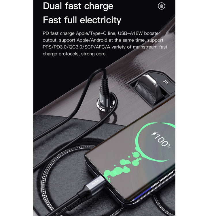 TOTUDESIGN 20W USB Car Fast Charging, Cable Length: 1.2m, Interface:8 Pin(Black) - In Car by TOTUDESIGN | Online Shopping UK | buy2fix