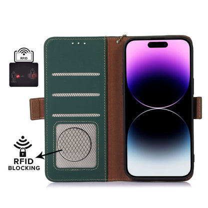 For Samsung Galaxy A54 5G Genuine Leather Magnetic RFID Leather Phone Case(Green) - Galaxy Phone Cases by buy2fix | Online Shopping UK | buy2fix