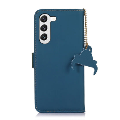 For Samsung Galaxy S22+ 5G Genuine Leather Magnetic RFID Leather Phone Case(Blue) - Galaxy S22+ 5G Cases by buy2fix | Online Shopping UK | buy2fix