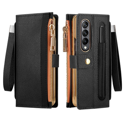 For Samsung Galaxy Z Fold4 Celebrity Series RFID Anti-theft Brush Phone Leather Case with Pen Slot(Black) - Galaxy Z Fold4 5G Cases by buy2fix | Online Shopping UK | buy2fix