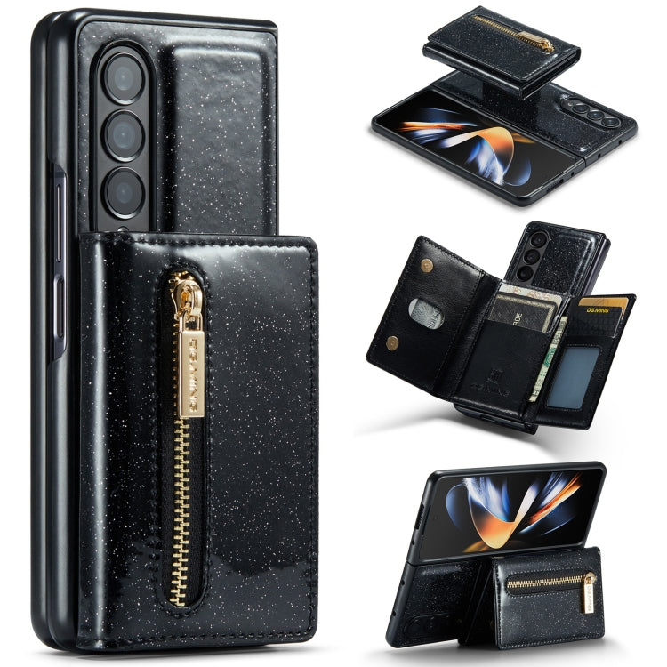 For Samsung Galaxy Z Fold3 5G DG.MING M3 Series Glitter Powder Card Bag Leather Case(Black) - Galaxy Phone Cases by DG.MING | Online Shopping UK | buy2fix