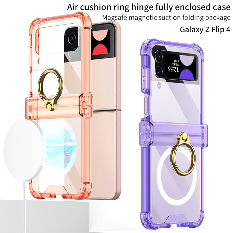 For Samsung Galaxy Z Flip4 GKK MagSafe Airbag Hinge Shockproof Phone Case with Ring Holder(Transparent) - Galaxy Z Flip4 5G Cases by GKK | Online Shopping UK | buy2fix