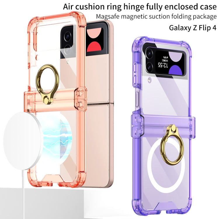 For Samsung Galaxy Z Flip4 GKK MagSafe Airbag Hinge Shockproof Phone Case with Ring Holder(Orange) - Galaxy Z Flip4 5G Cases by GKK | Online Shopping UK | buy2fix