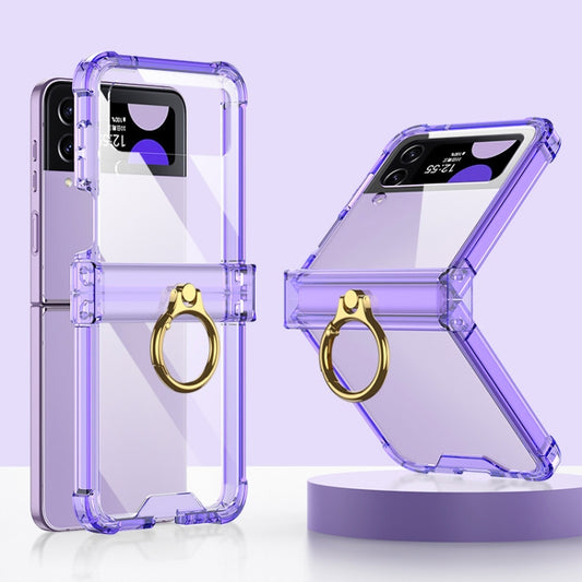 For Samsung Galaxy Z Flip4 GKK Airbag Hinge Shockproof Phone Case with Ring Holder(Purple) - Galaxy Z Flip4 5G Cases by GKK | Online Shopping UK | buy2fix