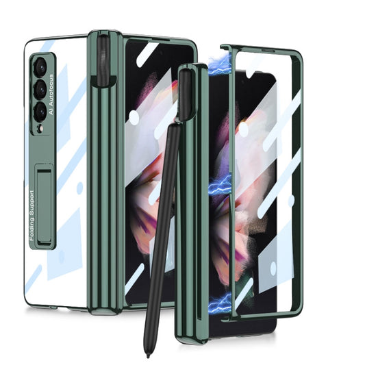 For Samsung Galaxy Z Fold3 5G GKK Magnetic Fold Hinge Shockproof Phone Case with Pen Slots(Green) - Galaxy Phone Cases by GKK | Online Shopping UK | buy2fix