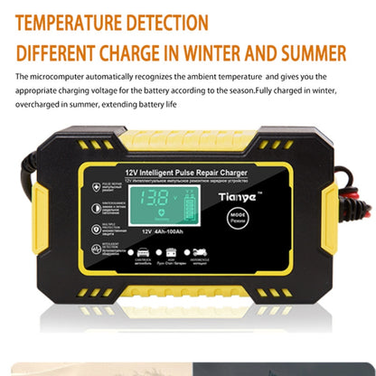 Motorcycle / Car Battery Smart Charger with LCD Creen, Plug Type:UK Plug(Yellow) - In Car by buy2fix | Online Shopping UK | buy2fix