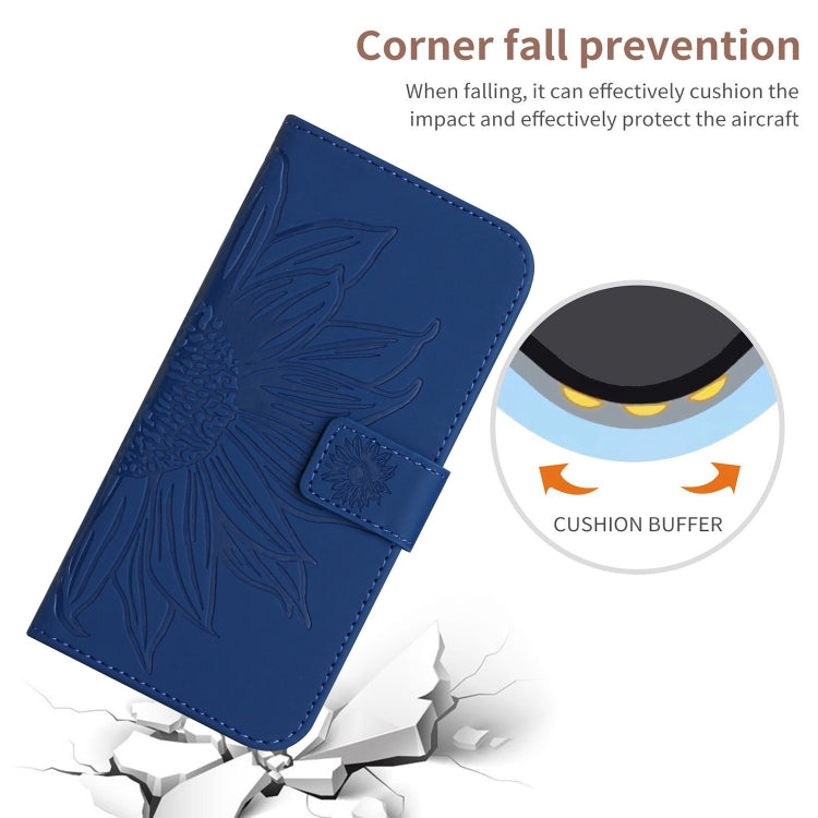 For TCL 40 SE HT04 Skin Feel Sun Flower Embossed Flip Leather Phone Case with Lanyard(Dark Blue) - More Brand by buy2fix | Online Shopping UK | buy2fix