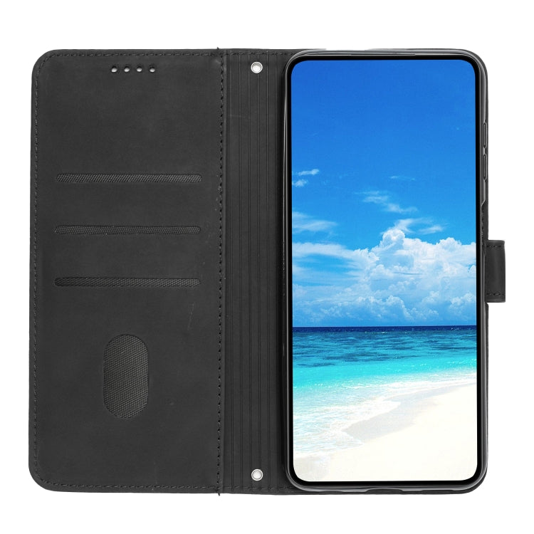 For Xiaomi Redmi Note 12 Global / Poco X5 5G Skin Feel Heart Pattern Leather Phone Case with Lanyard(Black) - Note 12 Cases by buy2fix | Online Shopping UK | buy2fix