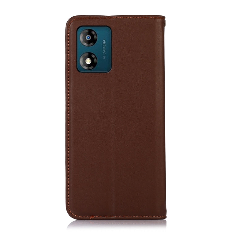 For Motorola Moto E13 4G 2023 KHAZNEH Nappa Top Layer Cowhide Leather Phone Case(Brown) - Motorola Cases by buy2fix | Online Shopping UK | buy2fix