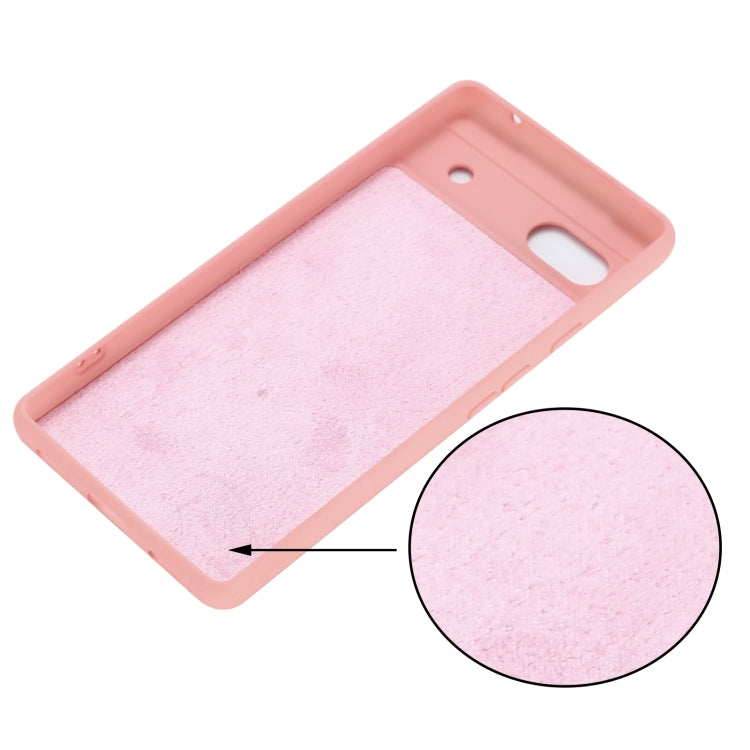 For Google Pixel 7a Pure Color Liquid Silicone Shockproof Phone Case(Pink) - Google Cases by buy2fix | Online Shopping UK | buy2fix