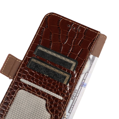 For Honor X8a 4G Crocodile Top Layer Cowhide Leather Phone Case(Brown) - Honor Cases by buy2fix | Online Shopping UK | buy2fix