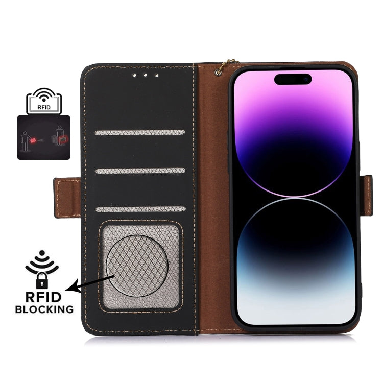 For OnePlus Ace 2 5G / 11R 5G Genuine Leather Magnetic RFID Leather Phone Case(Black) - OnePlus Cases by buy2fix | Online Shopping UK | buy2fix