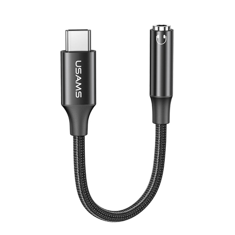 USAMS US-SJ599 AU16 Aluminum Alloy USB-C / Type-C to 3.5DC Audio Adapter Cable(Black) - Type-C Adapter by USAMS | Online Shopping UK | buy2fix