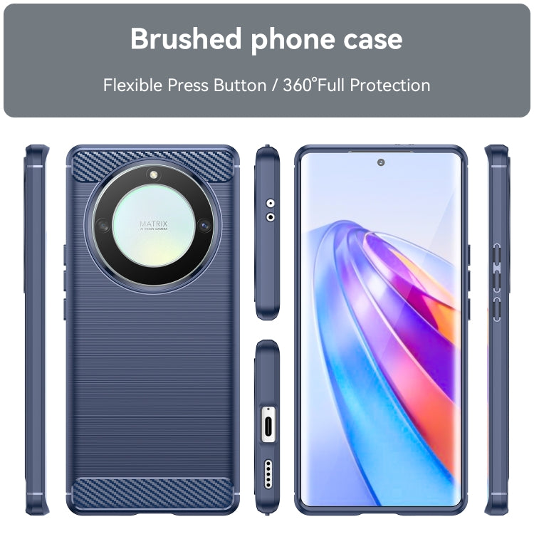 For Honor Magic5 Lite Brushed Texture Carbon Fiber TPU Phone Case(Blue) - Honor Cases by buy2fix | Online Shopping UK | buy2fix
