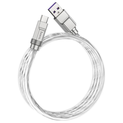 hoco U113 100W USB to USB-C/Type-C Silicone Fast Charging Data Cable, Length: 1m(Silver) -  by hoco | Online Shopping UK | buy2fix