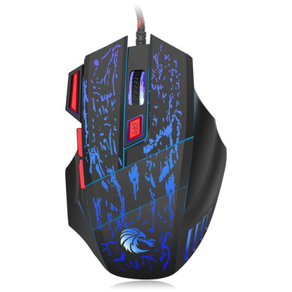 HXSJ H300 7 Keys Flowing Water Crack Colorful Luminous Wired Gaming Mouse(Black) - Wired Mice by HXSJ | Online Shopping UK | buy2fix