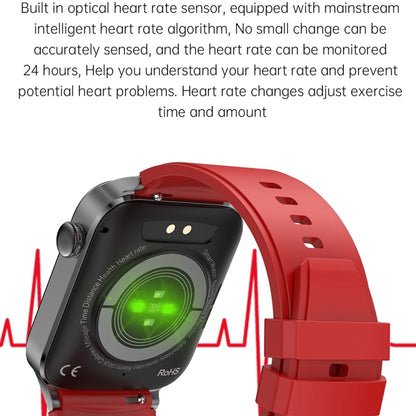 T50 1.85 inch Silicone Band IP67 Waterproof Smart Watch Supports Voice Assistant / Health Monitoring(Red) - Smart Wear by buy2fix | Online Shopping UK | buy2fix