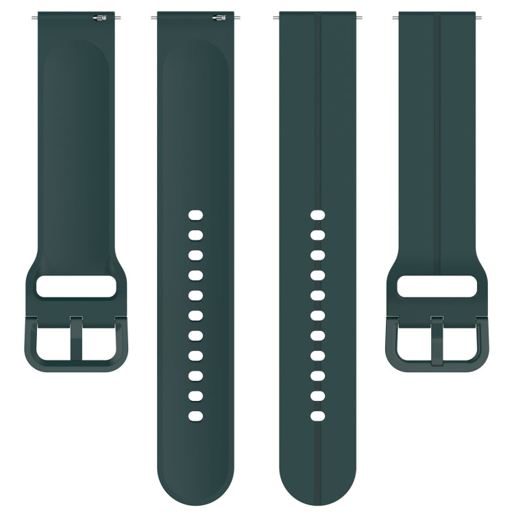 22mm Universal Flat Head Groove Silicone Watch Band(Dark Green) - 22mm Bands by buy2fix | Online Shopping UK | buy2fix