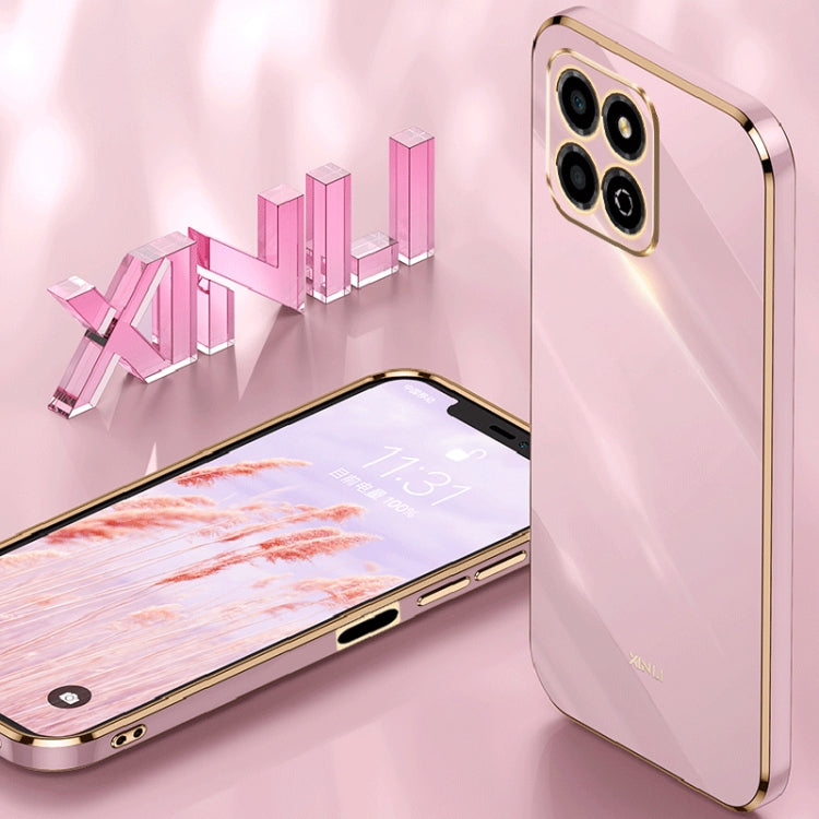 For Honor X8a 2023 XINLI Straight Edge 6D Electroplate TPU Phone Case(Pink) - Honor Cases by XINLI | Online Shopping UK | buy2fix