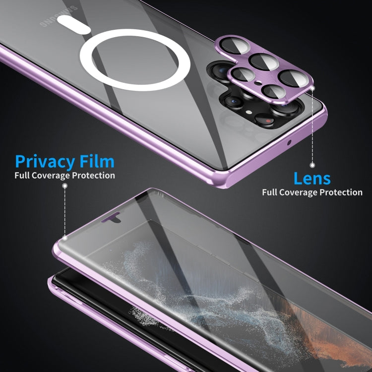 For Samsung Galaxy S21 Ultra 5G HD Full Cover Magsafe Magnetic Metal Tempered Glass Phone Case(Purple) - Galaxy S21 Ultra 5G Cases by buy2fix | Online Shopping UK | buy2fix