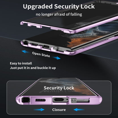 For Samsung Galaxy S22+ 5G HD Full Cover Magsafe Magnetic Metal Tempered Glass Phone Case(Purple) - Galaxy S22+ 5G Cases by buy2fix | Online Shopping UK | buy2fix