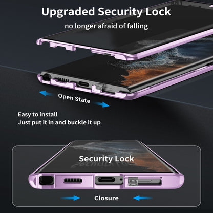 For Samsung Galaxy S24 Ultra 5G HD Full Cover Magsafe Magnetic Metal Tempered Glass Phone Case(Purple) - Galaxy S24 Ultra 5G Cases by buy2fix | Online Shopping UK | buy2fix