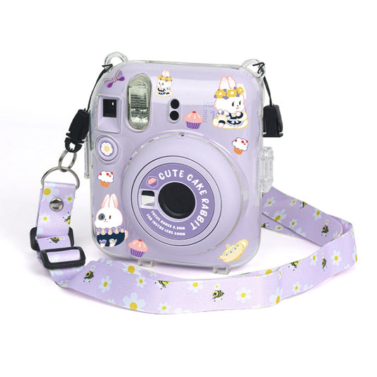 For FUJIFILM instax mini 12 Crystal Hard Acrylic Camera Case with Shoulder Strap(DIY Purple Daisies) - Protective Case by buy2fix | Online Shopping UK | buy2fix