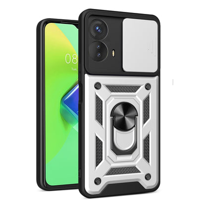 For Motorola Moto G73 5G Sliding Camera Cover Design TPU+PC Phone Case(Silver) - Motorola Cases by buy2fix | Online Shopping UK | buy2fix